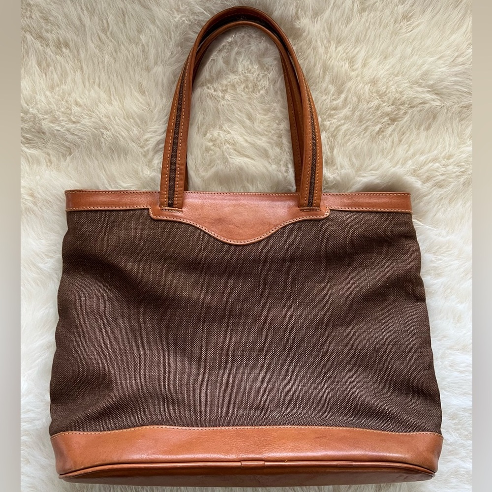 Maurizio Taiuti Canvas and Leather Tote Bag Made in Italy